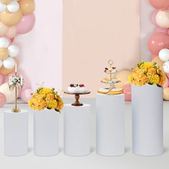 Metal Cylinder Pedestal Stand Backdrop Columns Birthday Dessert Display Table