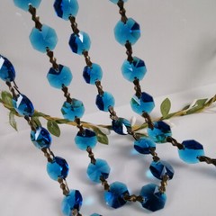 22Yards Peacock Blue Chain Crystal Octagonal beads Garland Chandelier Decoration