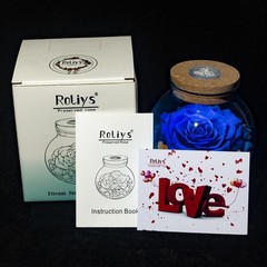 Preserved Real Roses with Colorful Mood Light Wishing Bottle, Eternal Roseᦁ