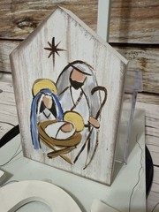 Joy Handmade Wooden Hanging Letters And Christmas Nativity Block Decor