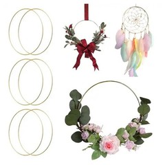 4 Pack 10 inches Metal Floral Hoop, Gold Wreath Rings for Craft Macrame Rings…