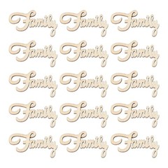 15Pcs Wood Piece Prop for Wedding Party Khaki Bamboo Reusable Family Decor