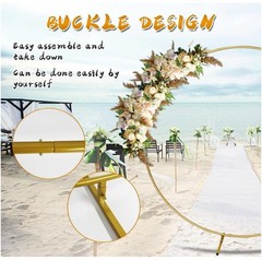 Round Backdrop Stand Circle Arch, 6.5ft Golden Aluminum Balloon Arch Kit, Party