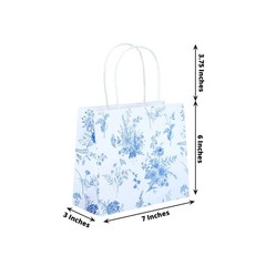 12 White Blue French Toile Paper Gift Bags with Handles Decorations