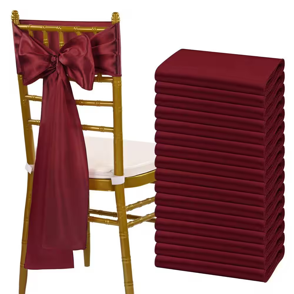 7 In. X 108 In. Satin Chair Sashes Bows Universal Chair Cover for Wedding Event
