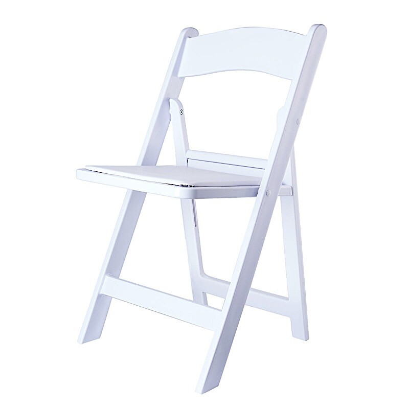 31″ tall White Resin Folding Chair Vinyl Padded Seat Wedding Party Decorations