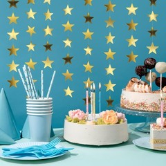 Star Garland, Gold Star Garland Banner, 10PCS 132 Feet Double Side Star Hangi…