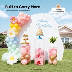 3 Pcs Round Cylinder Pedestal Stand For Wedding Party Display Stand Decor Clear