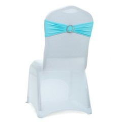 100 Spandex Stretch Chair Cover Sashes Bows Wedding Party (Aqua Blue) ~FREE SHIP