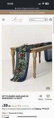 Ling’s Moment Burgundy Navy Flower Runner, fabric arch & table linen & candles