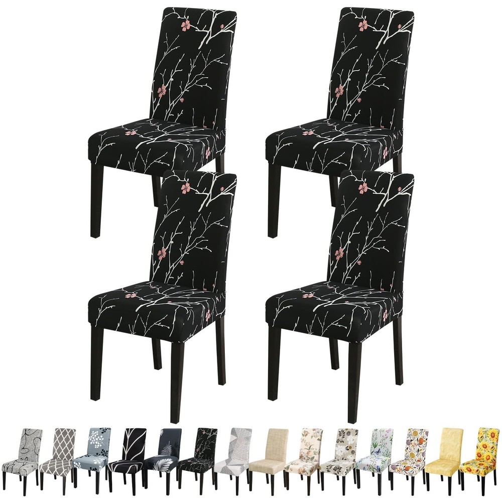 JQinHome Pattern Chair Covers for Dining Room Set of 4, High Stretch Removabl…