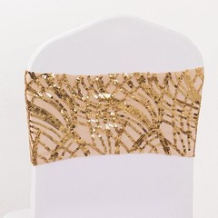 5 GOLD Mesh Embroidered Sequins CHAIR SASHES Party Events Decorations Supplies