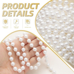 48 Feet Faux Pearl Beads Garland 8Mm Craft String Pearls for Wedding Centerpiece