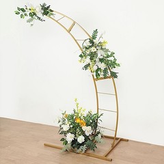 7 ft Gold Half Crescent Moon Floral Display Frame Arch Backdrop Stand Events