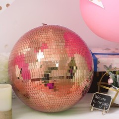 16″ wide Rose Gold Glass Mirror Disco Ball Ornament Wedding Events Decorations