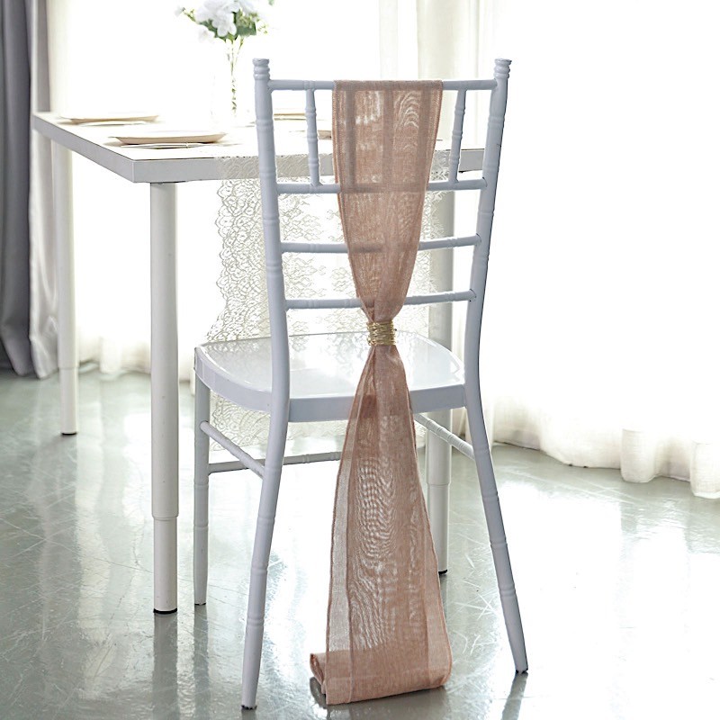 5 pcs DUSTY ROSE 6″ x 108″ Faux Burlap Chair Sashes Wedding Decorations