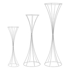 3pcs Modern Flower Stands Hourglass Shape Flower Stand Iron For Party Silver New