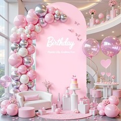6 ft Arch Backdrop Cover – Double-Sided Spandex Arch Covers Stretchy 6FT Pink