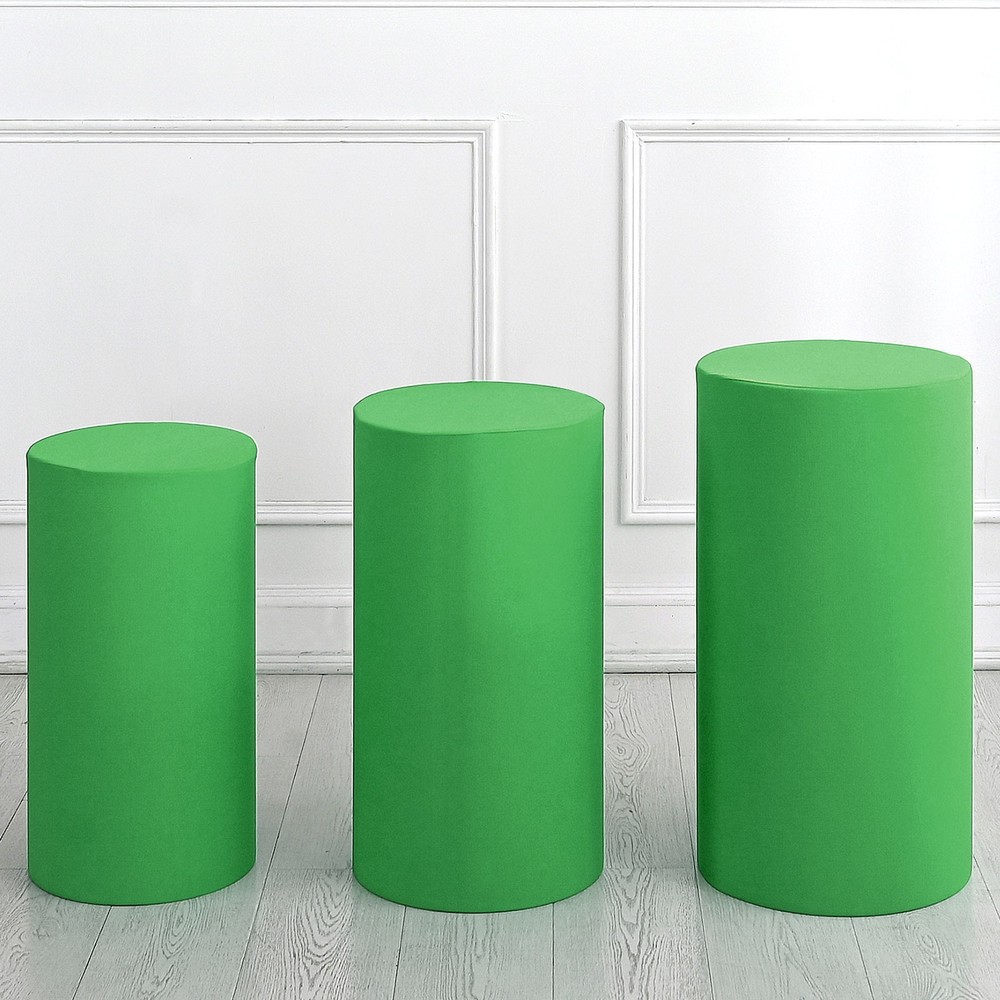 3 Set Cylinder Spandex Stand Covers Green Elastic Fabric-Small