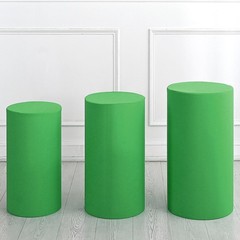 3 Set Cylinder Spandex Stand Covers Green Elastic Fabric-Small