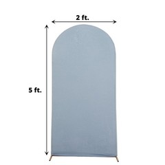 5 ft DUSTY BLUE Matte Fitted Spandex Round Top Arch Backdrop STAND COVER Party