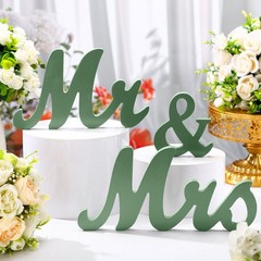 Sage Green 3 Pcs Mr & Mrs Table Decor – Rustic Wedding Centerpieces & Photo Prop