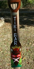 Beach Wedding Tiki Bar Decor, Hand-Painted Vibrant Colors Wood Tiki Paddle