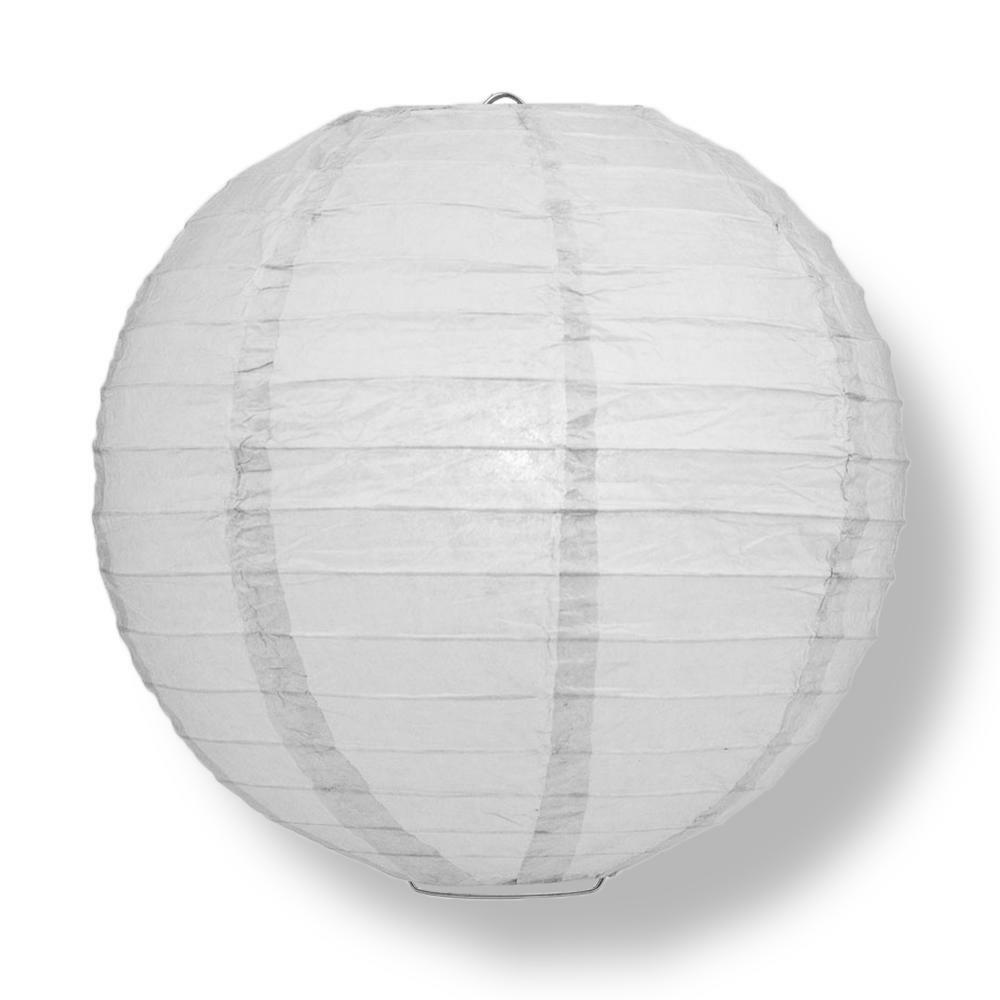 12″ Gray / Grey Round Paper Lantern, Even Ribbing, Hanging Decoration