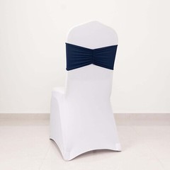 5 Navy Blue Spandex Ruffled CHAIR SASHES Wedding Party Home Decorations
