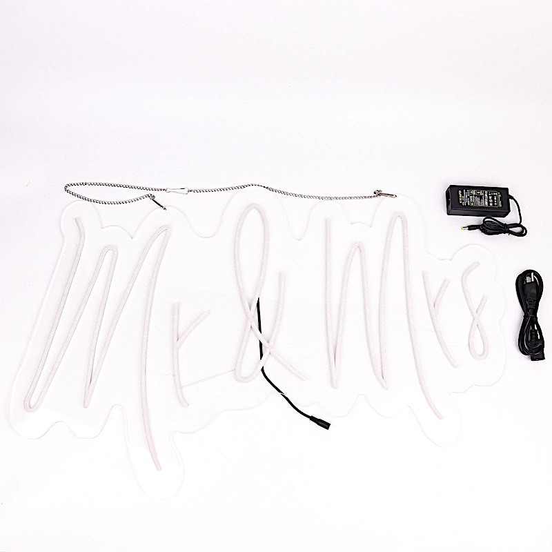 33″ Warm White Mr & Mrs Neon Sign LED Hanging Wall Lights Events Decorations