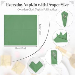 Heavy Duty Cloth Napkins – 17 x 17 Inch Solid Washable Polyester Sage Green
