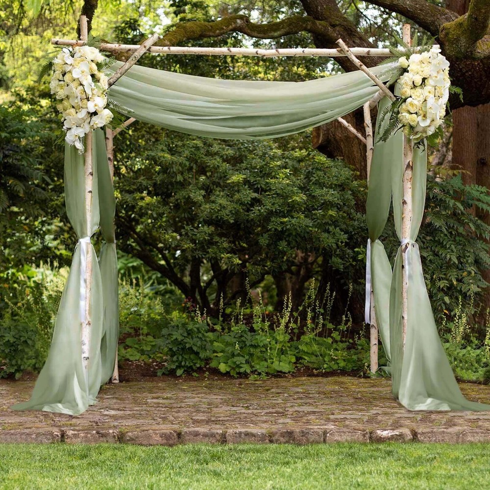 DUSTY GREEN 5ft x 14ft Premium Chiffon SHEER CURTAIN Window Drape Panel Party