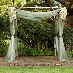 DUSTY GREEN 5ft x 14ft Premium Chiffon SHEER CURTAIN Window Drape Panel Party