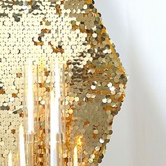 8 ft GOLD Big Payette Sequin Hexagon Backdrop STAND COVER Party Decorations