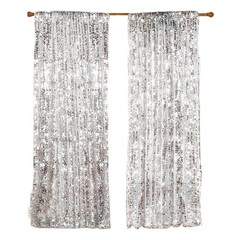 HH 9x9FT Big Silver Sequin Backdrop Curtains,Shimmer Sequin Fabric Photograph…