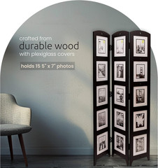 3-Panel Photo Collage Room Divider & Privacy Screen for Home & Office Decor