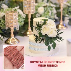 2 Roll 1.5″x20 Yard Crystal Rhinestones Mesh Ribbon Red (4mm)