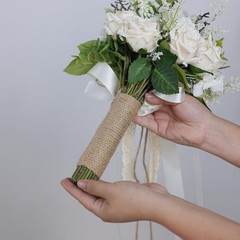 Wedding Bouquets Large for Bride Bridesmaid,White Champagne Artificial Roses …