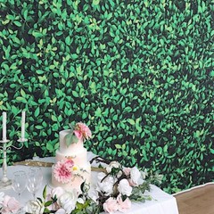GREEN 8 ft x 8 ft Printed Vinyl Greenery Banner PHOTO BACKDROP Party Decorations