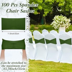 100 Pcs Spandex Chair Sashes Bows Bands Slider Sashes for Chair Moss Green