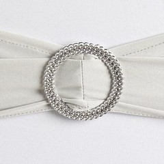 10 Silver Spandex CHAIR SASHES with Silver Round Buckles Wedding Light Gray