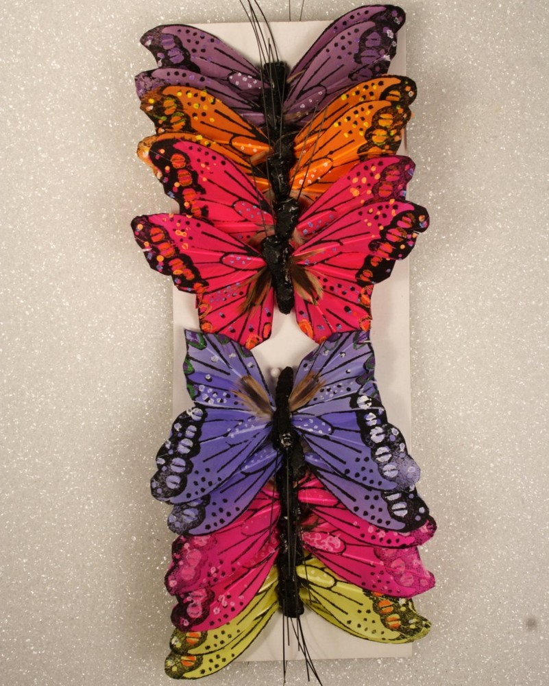 12 Piece Lot Artificial Butterflies 4″ 6 Color Assortment #12015505029