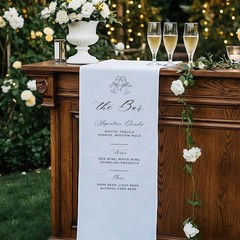Minimalist Dessert Table Decor Fabric Wedding Bar Menu Banner