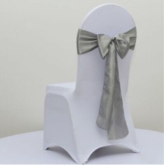 silver grey satin chair sashes ties bow ribbon wedding birthday party decoration