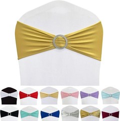 Durable Gold Spandex Chair Bows 50 Set – Easy Installation for Elegant Events
