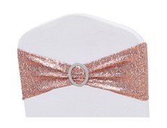 Double-Sided Sequins Rose Gold Chair Sashes for Wedding Decor, Rose Gold Sequ…