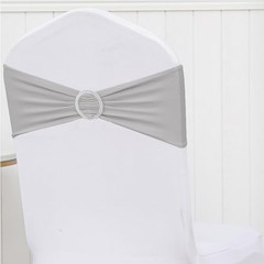 Pack Spandex Chair Sashes Bows Stretch Chair Bands with Buckles 50 Silver Grey