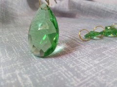 12Pcs 38mm Teardrop Prism Pendant Crystal Apple Green Chandelier Replace Hanging