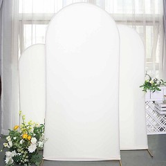 3 IVORY Matte Fitted Spandex Round Top Arch Backdrop STAND COVERS Set Events