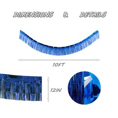 Blue Foil Fringe Garland 10FT 6packs, Metallic Foil Tinsel Fringe Banners for…
